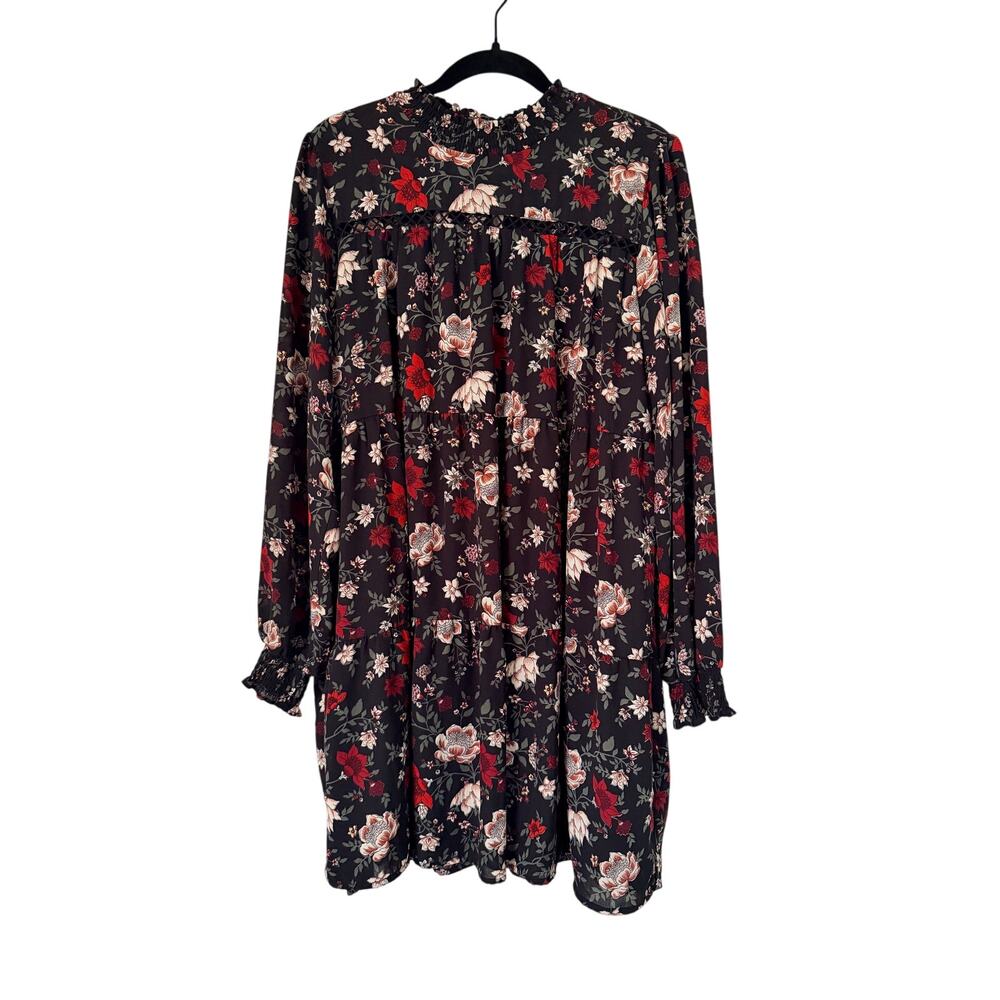 Ophelia Roe Black Floral Long Sleeve Dress - Size XL